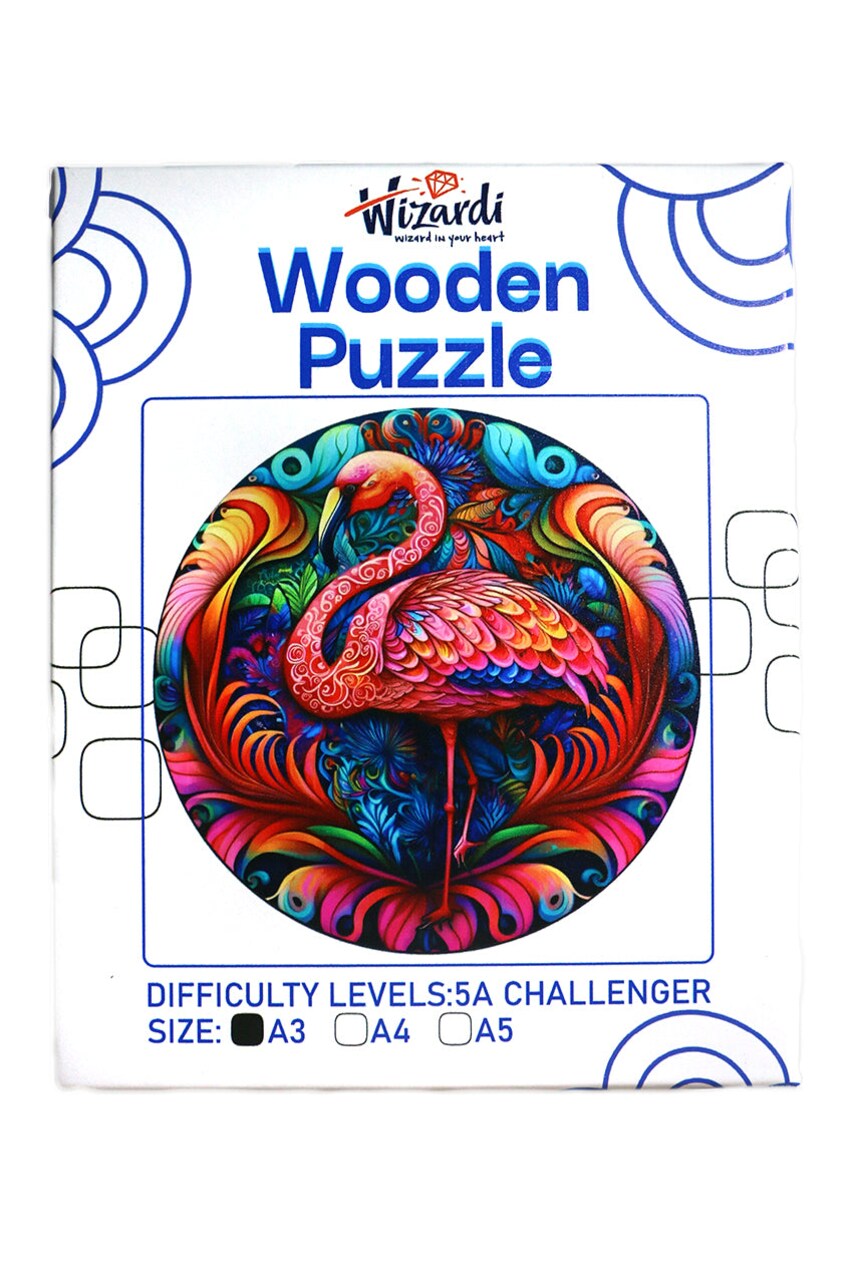 Flamingo in Leaves - Jigsaw Wooden Puzzle by Wizardi F07N9-27